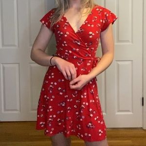 Red Floral Skater Dress